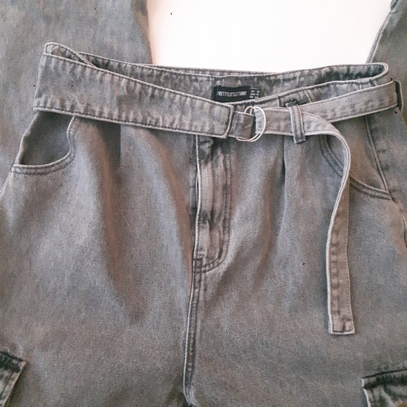 CARGO Jeans, Prettylittle Thing Boyfriend Jeans size (12-14) US  Grey Wa… - Picture 3 of 12